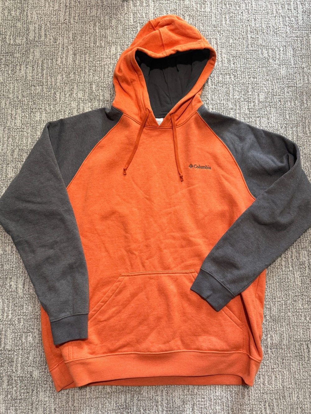 Columbia Orange and Gray Hooded Pullover Sweatshirt